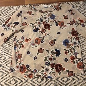 •cute mesh long sleeve floral top